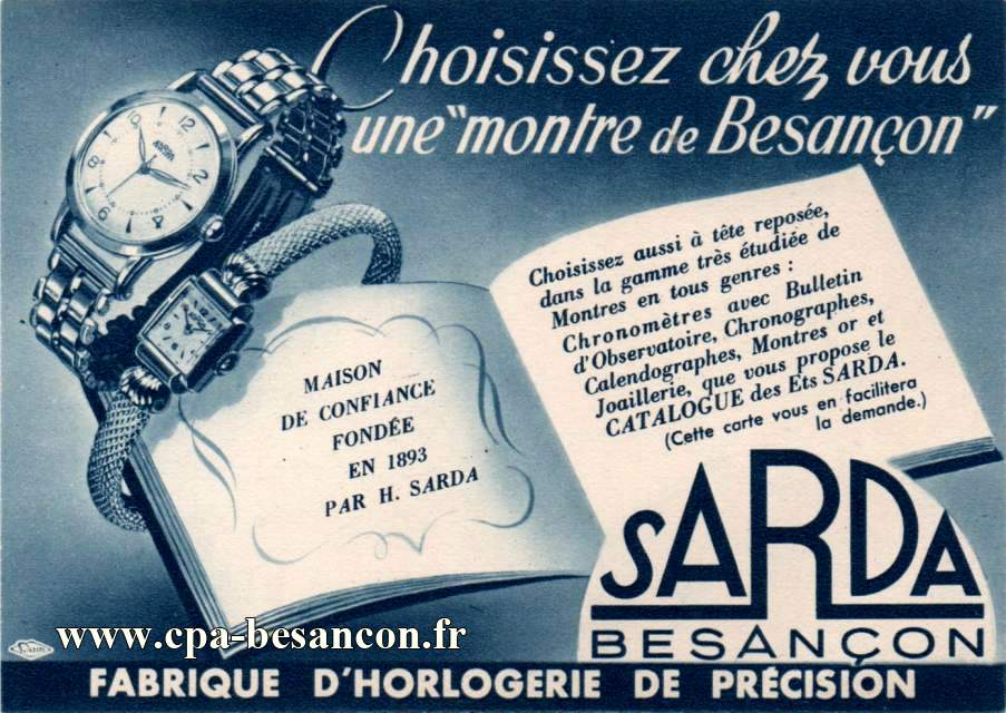 Choisissez chez vous une "montre de Besançon" - SARDA - Fabrique d'Horlogerie de Précision